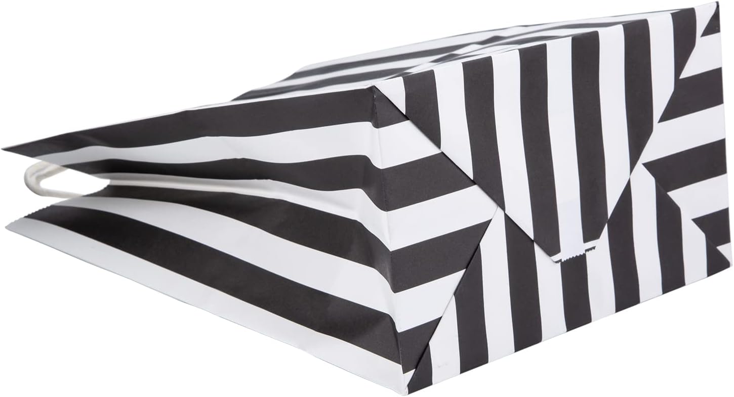 RNORRI Bolsas de regalo, 50 bolsas de papel de 8 x 4.75 x 10 pulgadas, bolsas de papel kraft medianas para fiesta, bolsas de papel kraft negras a