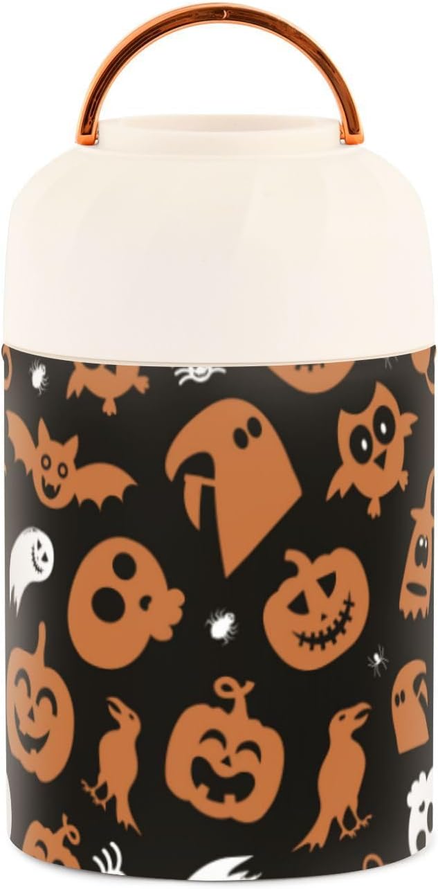 Halloween Design Kids Womens Lunch Insulated Jar with Spoon 17oz500ml Food Containers For Hot Food Stainless Steel Vacuum Wide Mouth Flask Insulated