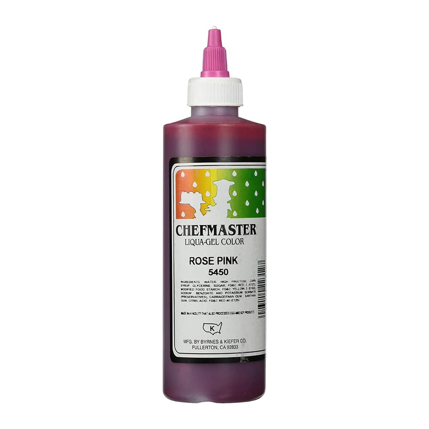 Chefmaster Colorante alimentario rosa Liqua-Gel  Color vibrante  Tinte de grado profesional para glaseado, glaseado, fondant  hornear y decorar
