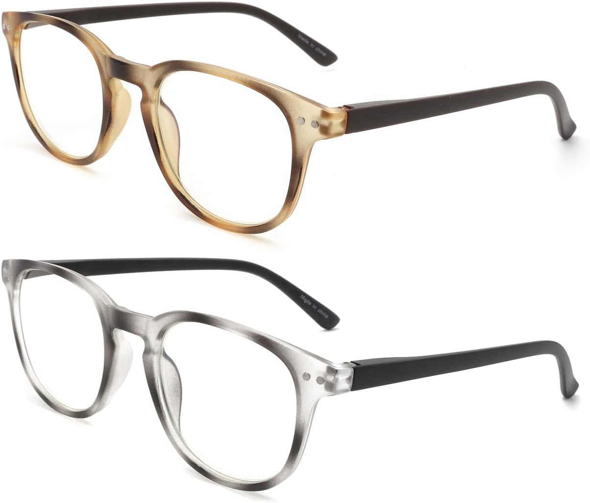 Areyeth 2 pares de anteojos de lectura redondos retro para mujer, lectores con bloqueo de luz azul, anteojos de moda antifatiga ocular (2.50X)