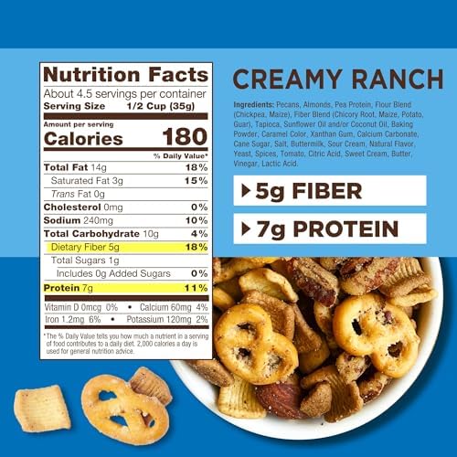 Catalina Crunch Mix Creamy Ranch – Mezcla de bocadillos de proteínas con alto contenido de fibra  Bajo en carbohidratos, alto en proteínas,