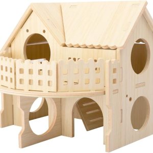 Hámster Forest Lookout Wood House Fun House – Cabaña de dos pisos para jóvenes enanos, jerbos, ratones, ratones, ratas, animales pequeños (solo para Hámster Forest Lookout Wood House Fun House – Cabaña de dos pisos para jóvenes enanos, jerbos, ratones, ratones, ratas, animales pequeños (solo para