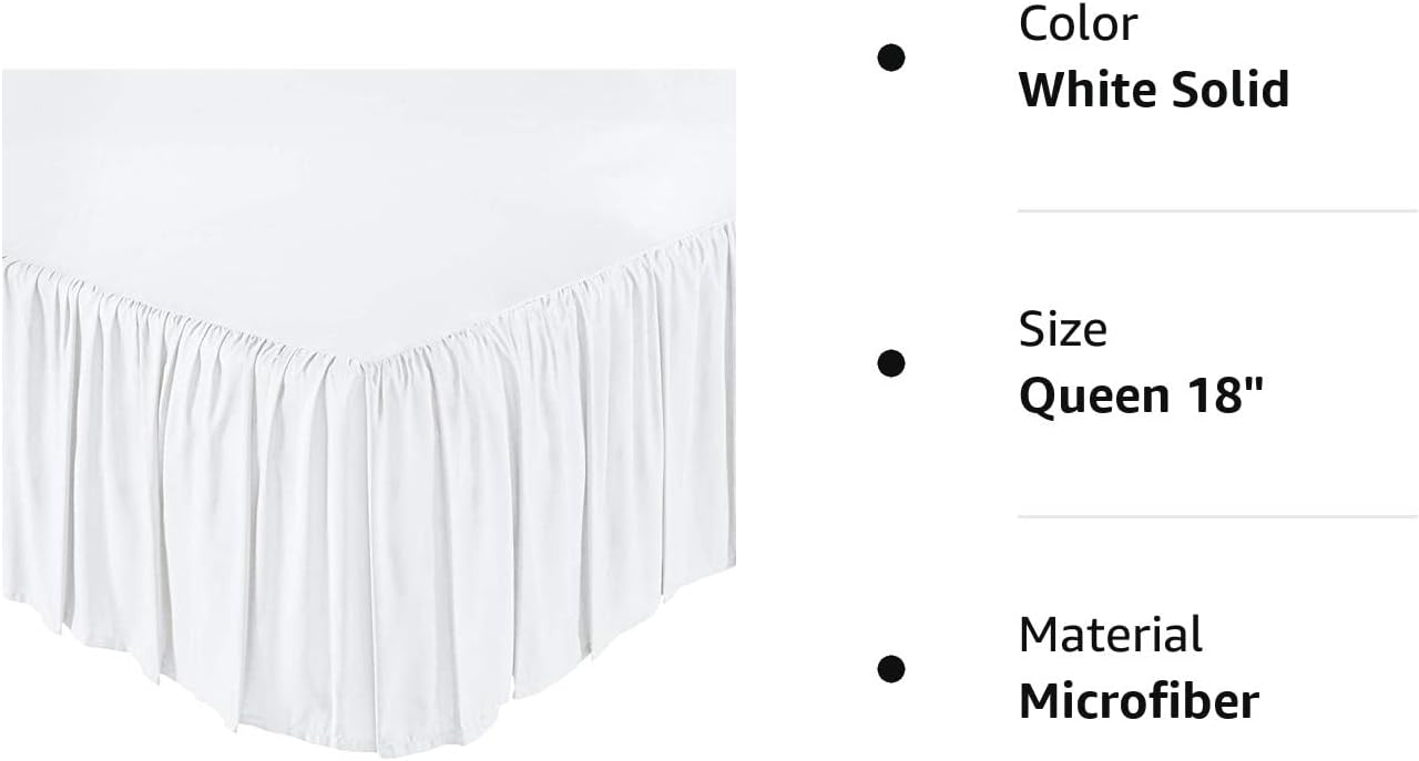 KP Linen Falda de cama con volantes con esquinas divididas, tamaño Queen (caída de 18 pulgadas), falda de cama con volantes y plataforma con