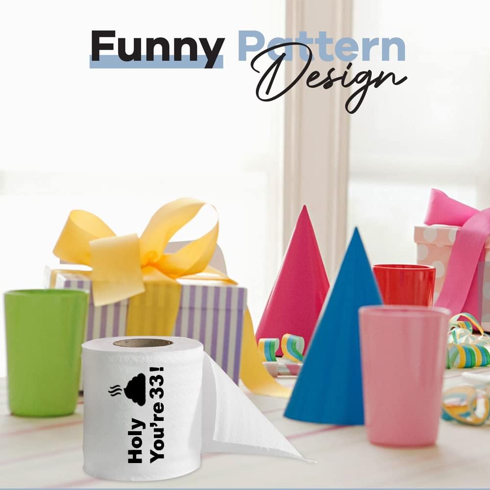 Papel higiénico para decoración de cumpleaños número 33 para hombres y mujeres, diseño divertido, gran regalo gracioso, ecológico, ultrasuave y