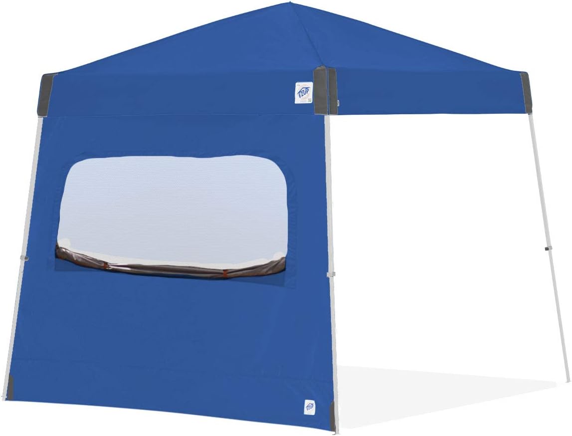 E-Z UP Pared lateral individual con ventana mosquitera, se adapta a patas en ángulo de 12 pies, accesorio de clip de armadura, azul rey
