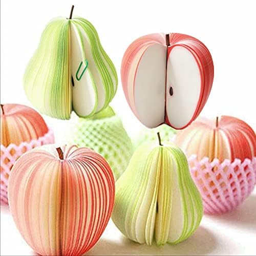 Bloc de notas de 130 hojas de papel 3D coloridas formas de frutas notas postales bloc de notas autoadhesivas para decoración de mesa (pera verde)