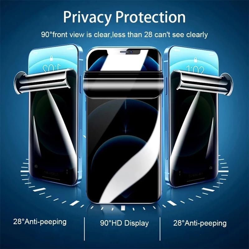 Paquete de 2 protectores de pantalla de hidrogel de privacidad para iPhone 13 ProiPhone 13  iPhone 14, película protectora de TPU flexible antiespía
