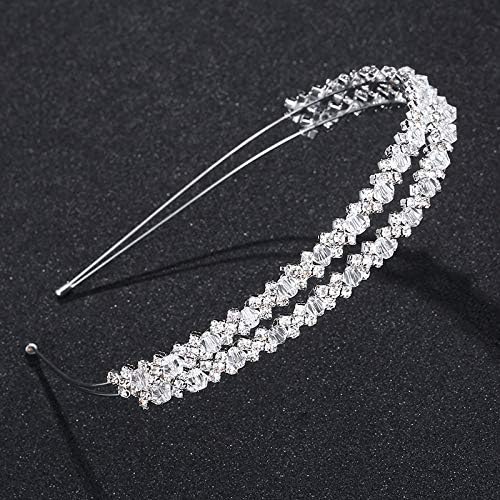 Diadema de diamantes de imitación de boda, corona de tiara de cristal para novia, damas de honor, banda para el cabello, diseño simple, accesorios