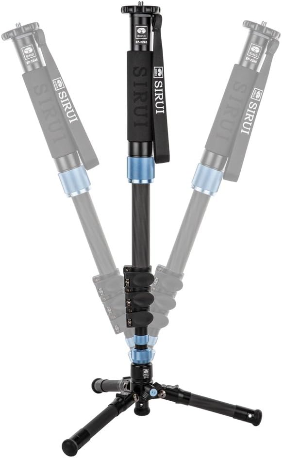 Sirui ep-224s multiuso 4secciones Lock Fibra de Carbono FotoVideo Monopod, 17libras Capacidad de pierna Flip, 63″ Altura Máxima