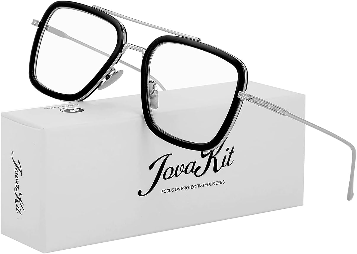 Lentes de bloqueo de luz azul estilo Tony Stark para hombres y mujeres, lentes retro con marco de metal de Iron Man y Spider-Man