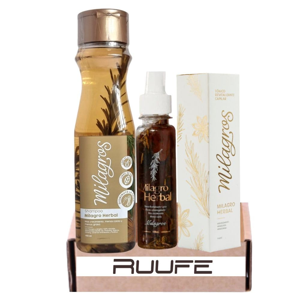 RUUFE Champú de hierbas con romero 100% natural y tónico capilar (paquete de 2) champú milagros herbal y tonico revitalizante capilar milagros herbal