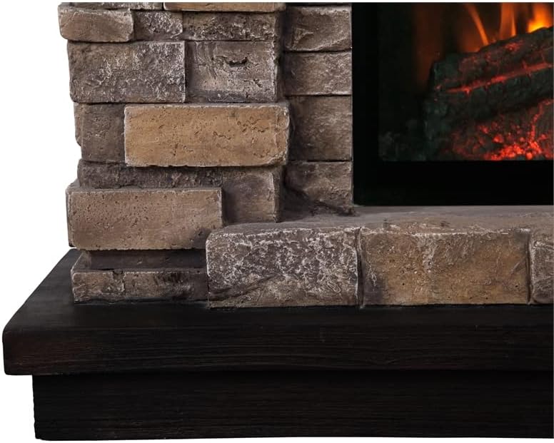 Chimenea eléctrica independiente de óxido de magnesio de cerámica de 36 pulgadas con 4 ajustes de efecto de llama parpadeante, control remoto y