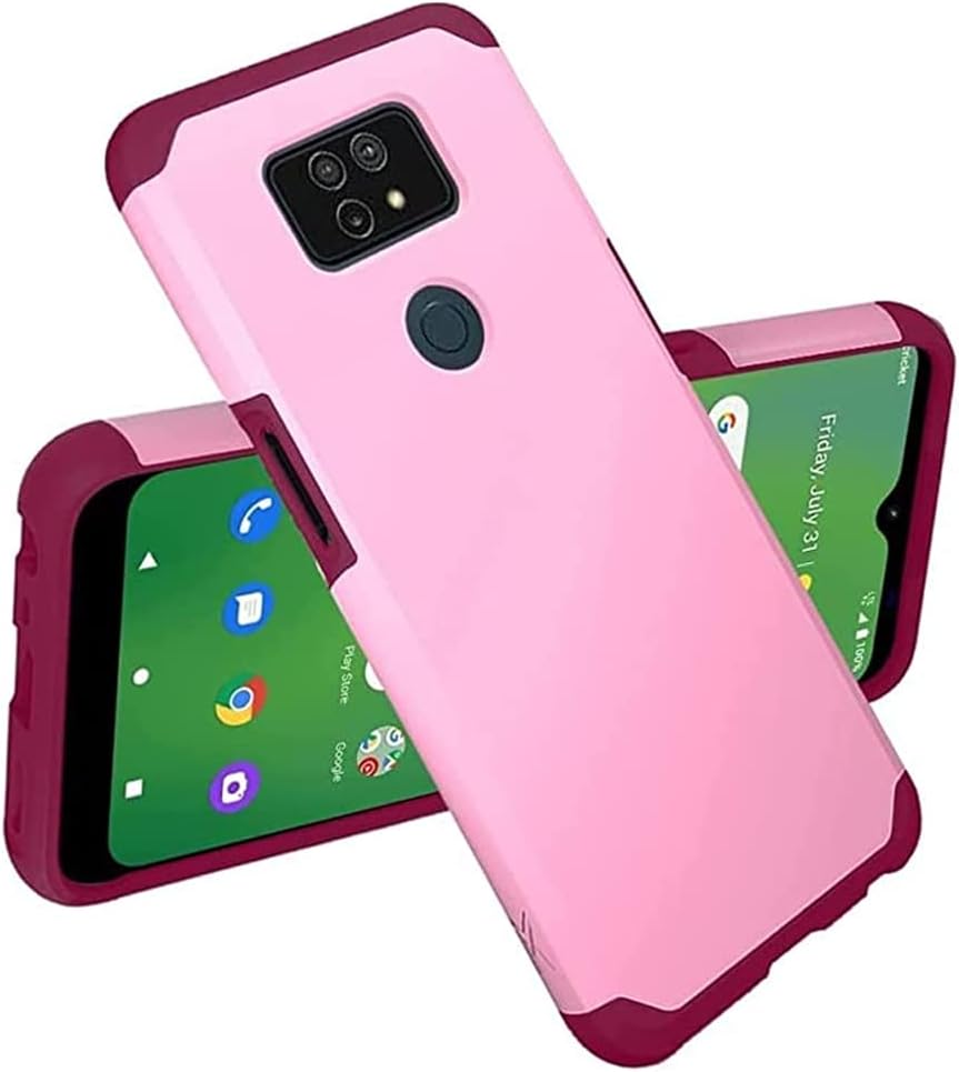 TJS Funda compatible con AT&T Maestro Max, funda Cricket Ovation 2 (2 versión), funda híbrida de doble capa a prueba de golpes, protección contra