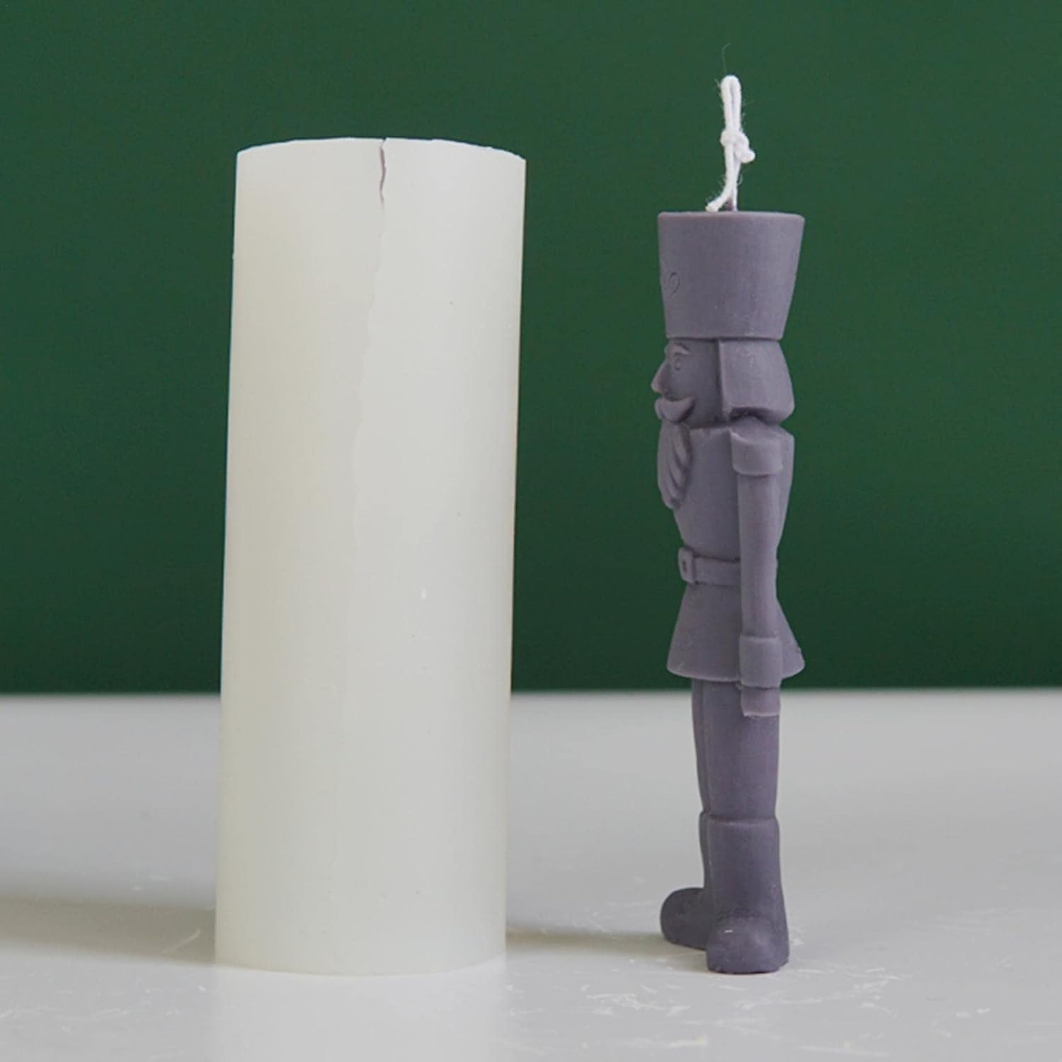 Molde de vela de silicona para soldado cascanueces 3D, molde creativo de escultura en forma de soldado, molde de resina hecho a mano, molde de cera