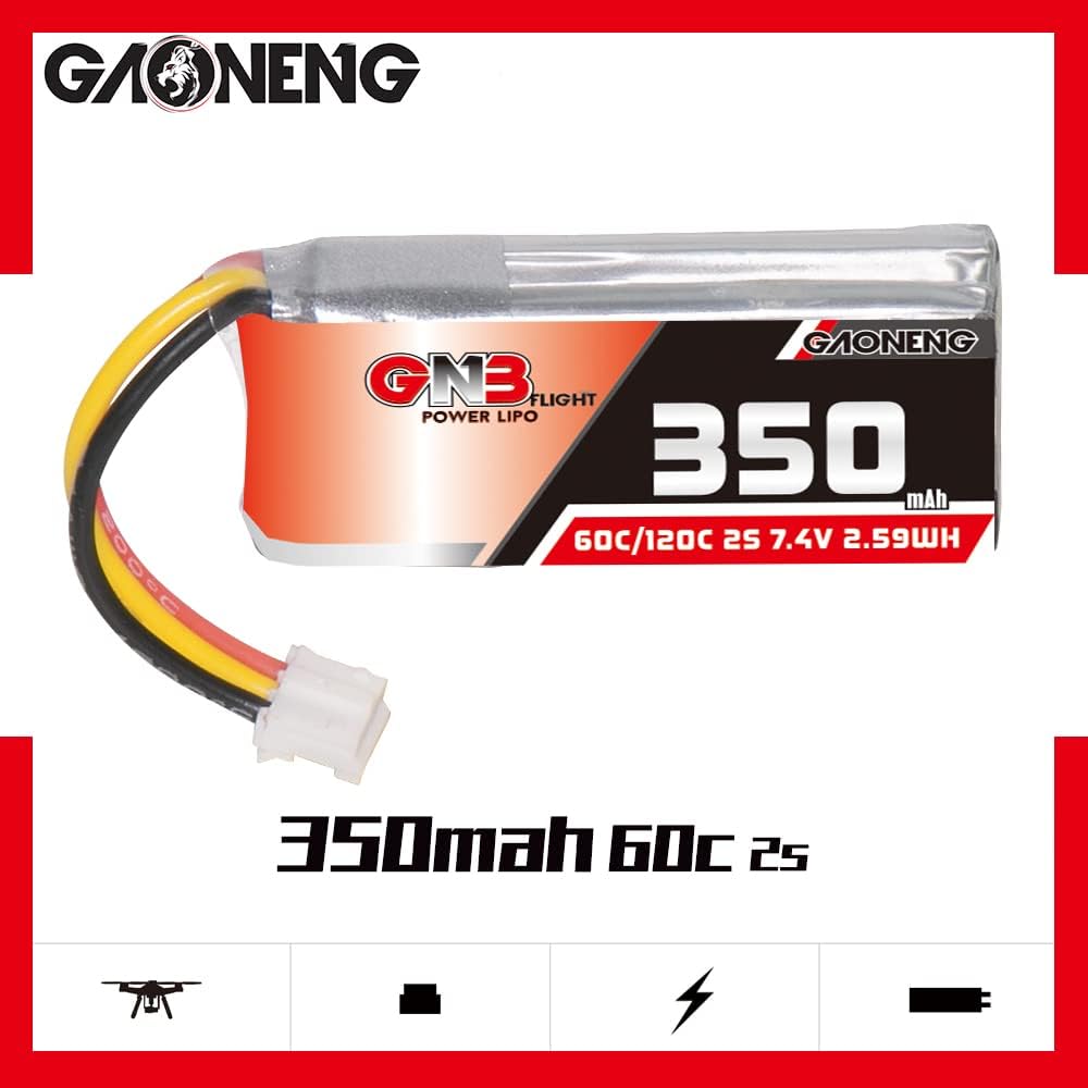 GAONENG 2 unids GNB LiPo Batería 2S 350mAh 7.4V 60C PH2.0 3PIN LiPo Batería para RC Car 128 128 4WD Drift onload descarga K969 K989 wltoys cepillado