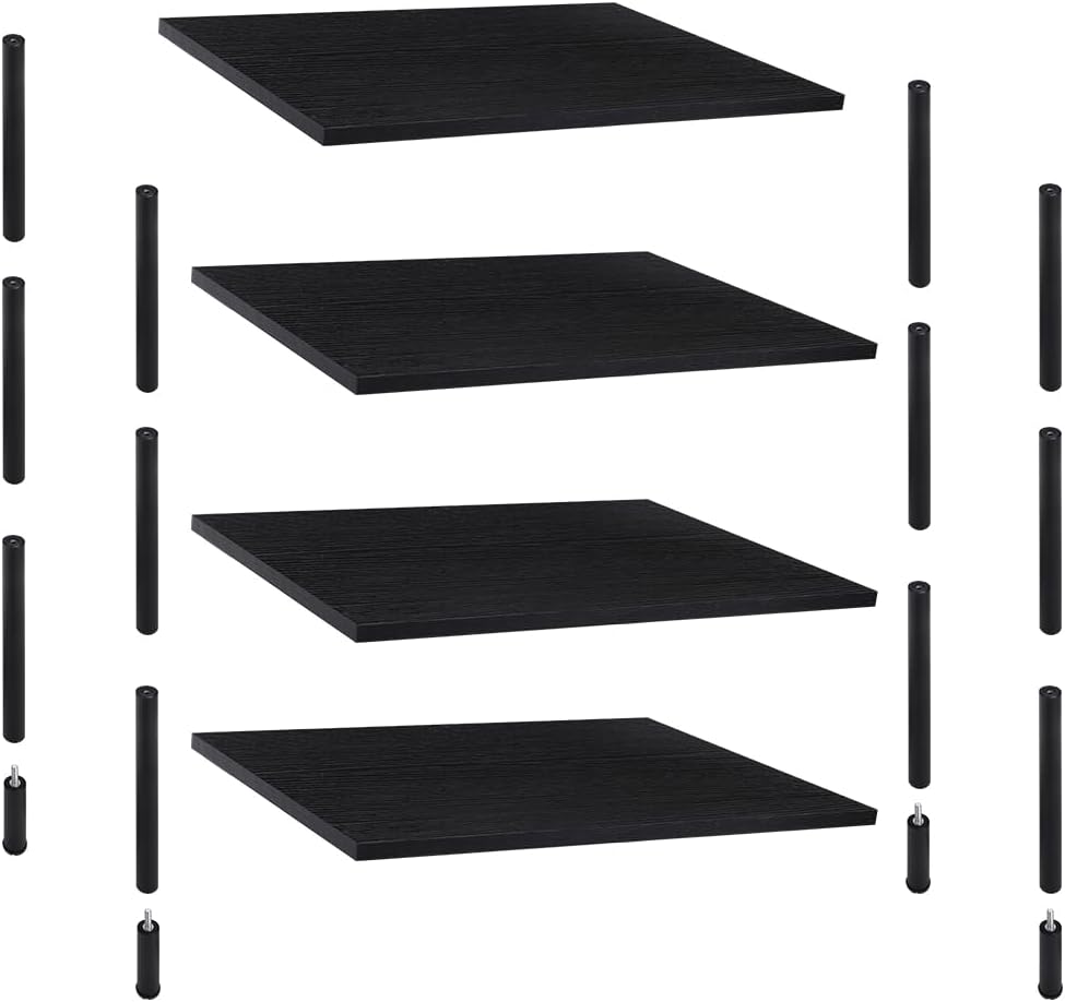 melos Estantería de 4 niveles, estantería clásicamente alta, organizador de almacenamiento, estante moderno para dormitorio, sala de estar y oficina