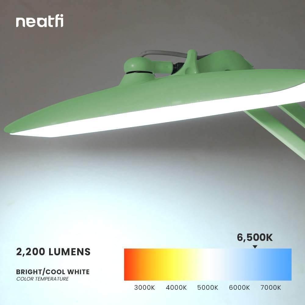 Neatfi – Lámpara de trabajo LED extragrande de 2200 lúmenes, lámpara superbrillante de 24 W, 117 LED SMD, brillo de 4 niveles, para hogar, oficina,