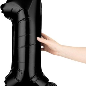 Balloonify – Globo de número de 16 pulgadas, 1 globo reutilizable para fiesta, número “1”, autosellante, globo metálico de Mylar negro, a prueba de Balloonify – Globo de número de 16 pulgadas, 1 globo reutilizable para fiesta, número “1”, autosellante, globo metálico de Mylar negro, a prueba de
