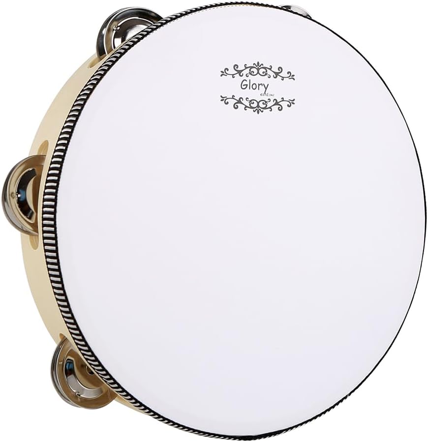 Glory – Tambor de mano de 8 pulgadas, timbre de metal de abedul de percusión, instrumento educativo musical para juegos de fiesta de KTV (8 pulgadas)