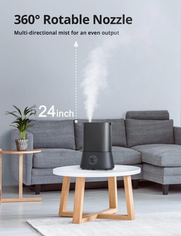 Humidificador de niebla fría, (tanque de agua de 4 litros), humidificadores de aire ultrasónicos silenciosos para dormitorio y habitación grande,