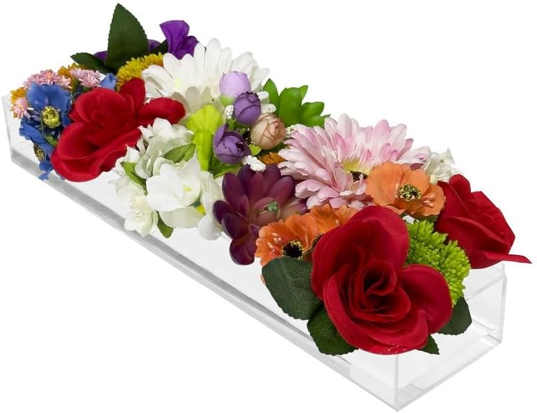 Florero de acrílico rectangular, arreglos florales, centro de mesa decorativo para boda, mesa de comedor, jarrón para decoración de mesas de cocina