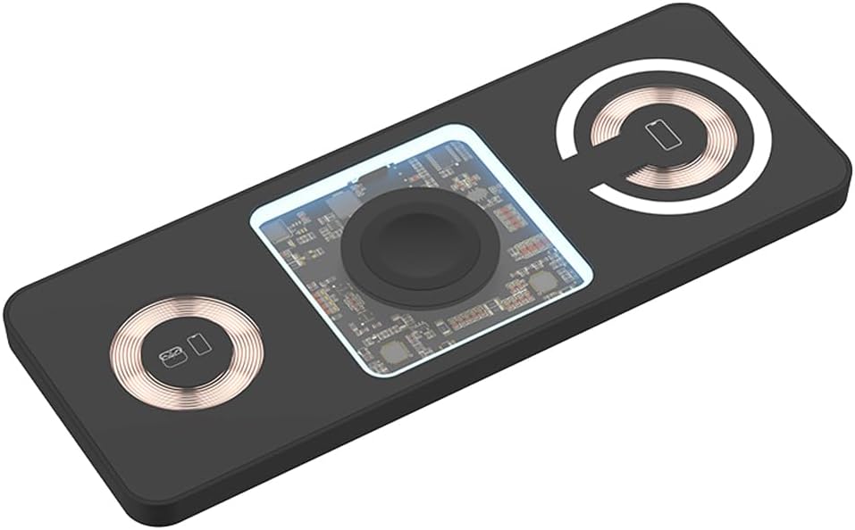 Estación de carga rápida inalámbrica 3 en 1 Muelle magnético transparente transparente con diseño de PCB para iPhone, AirPods, Apple Watch,