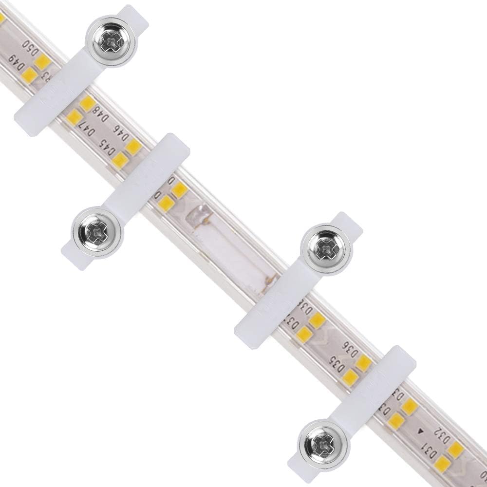 Paquete de 200 clips de tira de luces LED, soportes de montaje de tira LED, clips de luces LED, clips de cuerda con 200 tornillos (ideal para tira
