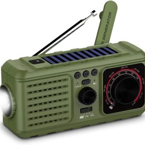 Radio de emergencia solar 3 en 1 al aire libre – manivela NOAA radio portátil meteorológica – Banco de energía de 2200 mAh cargador USB linternas Radio de emergencia solar 3 en 1 al aire libre – manivela NOAA radio portátil meteorológica – Banco de energía de 2200 mAh cargador USB linternas