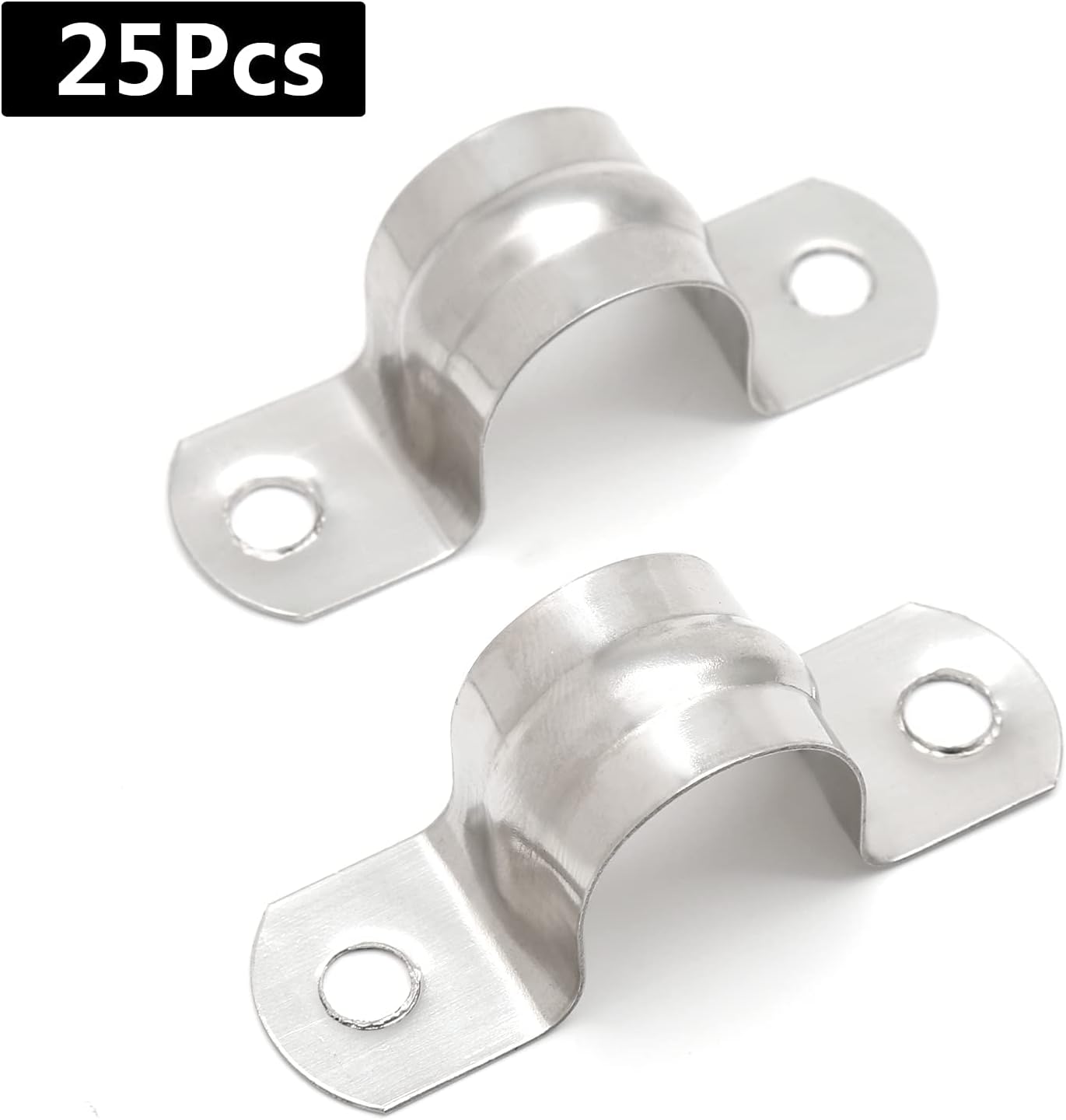 25 abrazaderas de conducto M20 (34 pulgadas), correa de acero inoxidable con dos agujeros, soporte en U, tira de tubo rígida, abrazadera de cable