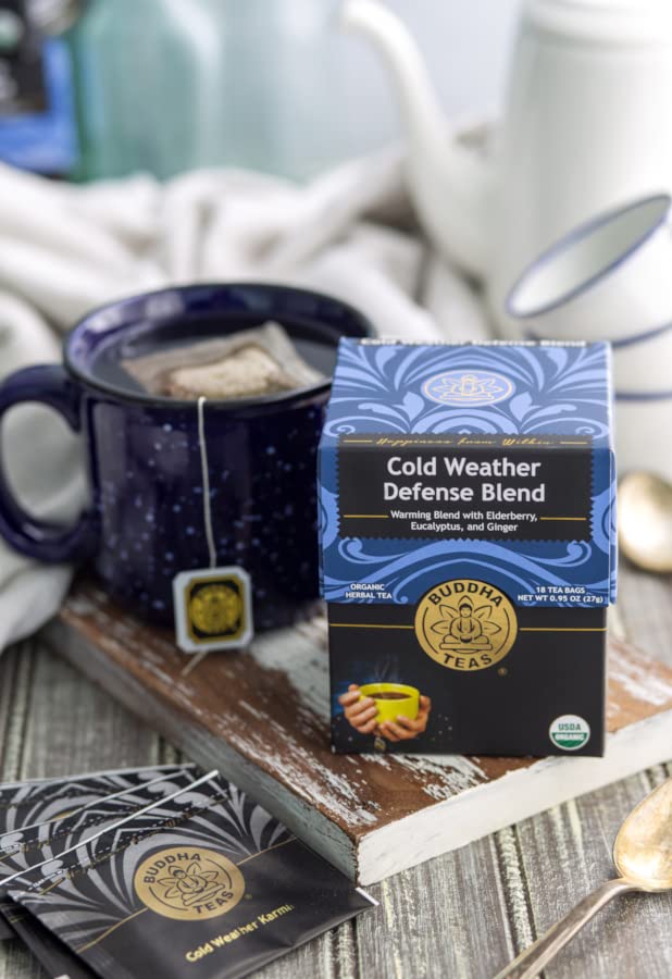 Buddha Teas Mezcla orgánica de defensa para clima frío – OU Kosher, USDA Organic, CCOF Organic, 18 bolsas de té sin blanqueador
