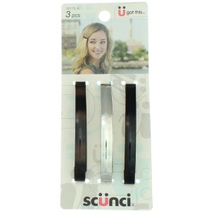Scunci Pasadores de metal en varios colores, 3 unidades por paquete (paquete de 1) Scunci Pasadores de metal en varios colores, 3 unidades por paquete (paquete de 1)