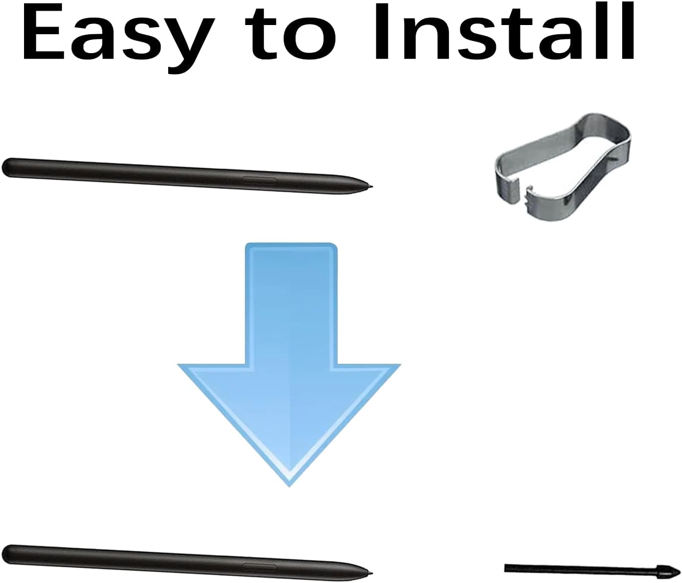 Paquete de 5 puntas negras de repuesto para bolígrafo Tab S9 S compatibles con Samsung Galaxy Tab S9 UltraS9 Plus S Pen Tips de repuesto + 1 pinza
