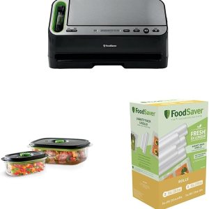 FoodSaver V4400 – Máquina selladora al vacío 2 en 1, color negro y plateado y 2116382 Aspiradora para conservar y marinar, transparente (conteo 2) y FoodSaver V4400 – Máquina selladora al vacío 2 en 1, color negro y plateado y 2116382 Aspiradora para conservar y marinar, transparente (conteo 2) y