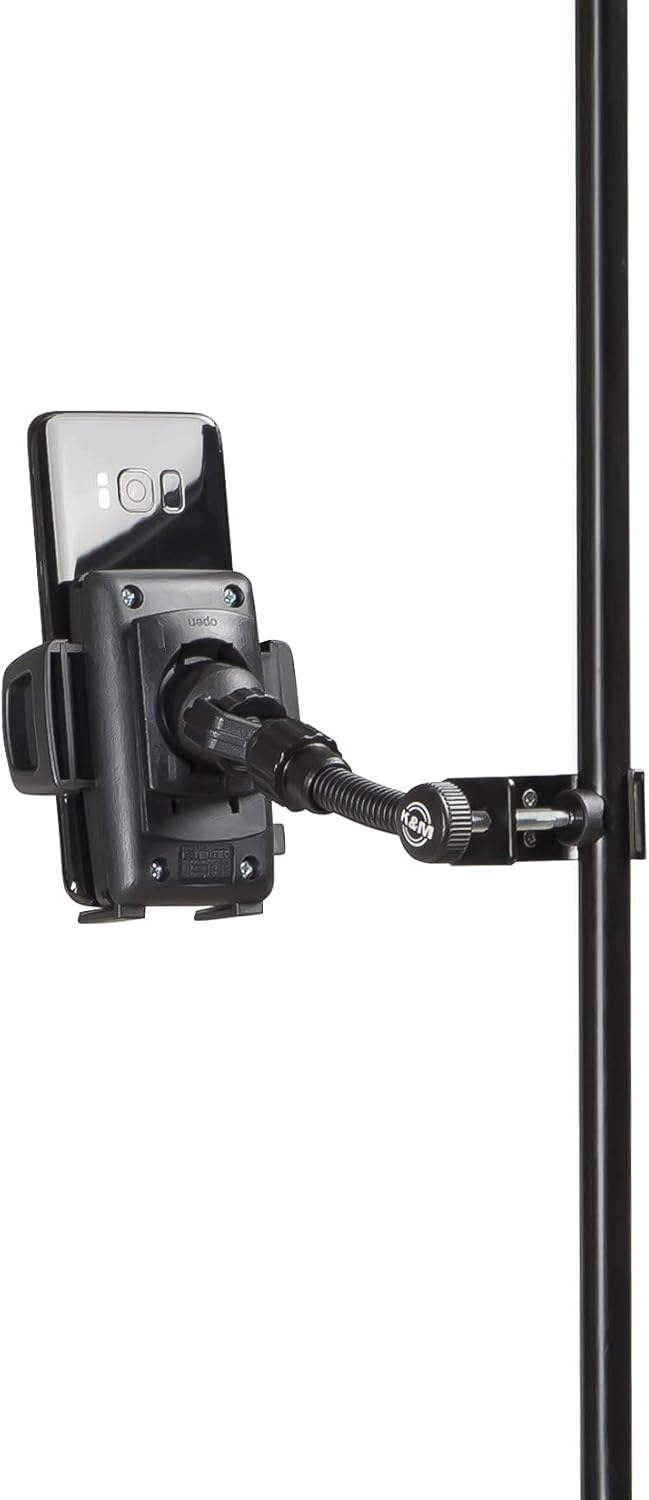 K&M 19747 Soporte para teléfono inteligente Negro Plástico 360  Rotatorio Flexible Mandíbulas de sujeción para trípode, escritorio, etc