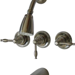 Elements of Design Magellan EB238KL – Grifo de ducha y bañera con tres asas, níquel cepillado Elements of Design Magellan EB238KL – Grifo de ducha y bañera con tres asas, níquel cepillado