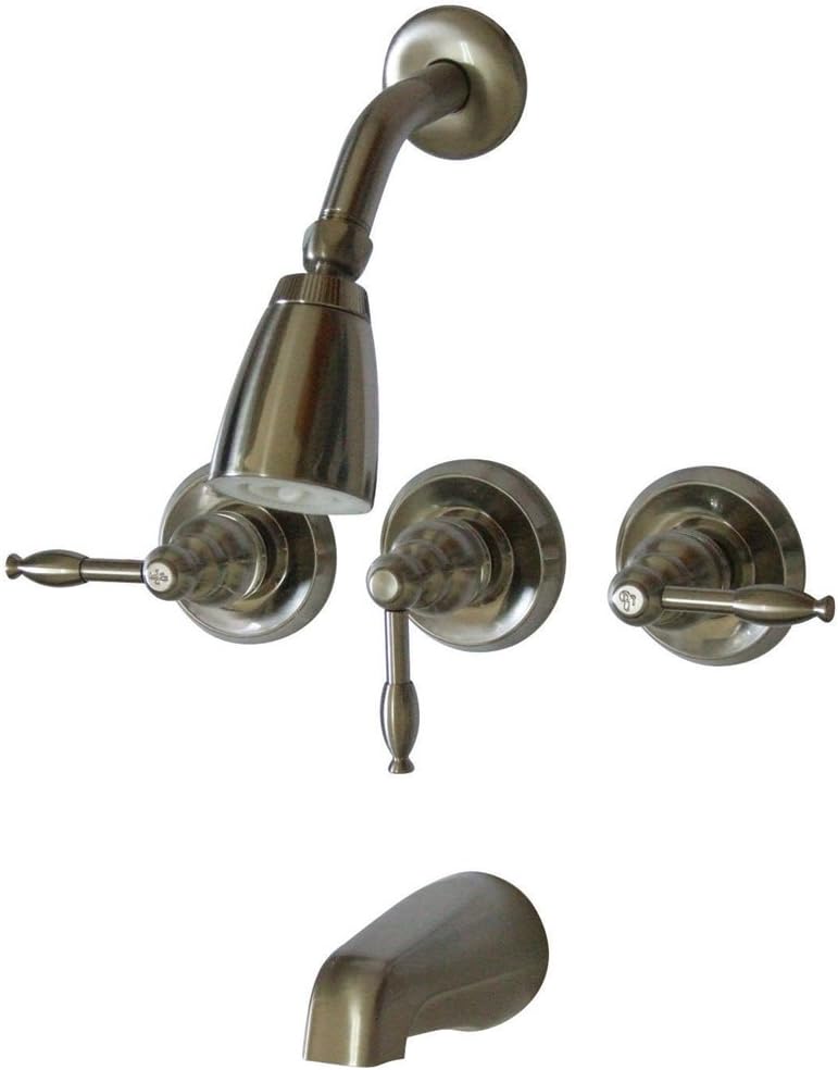 Elements of Design Magellan EB238KL – Grifo de ducha y bañera con tres asas, níquel cepillado
