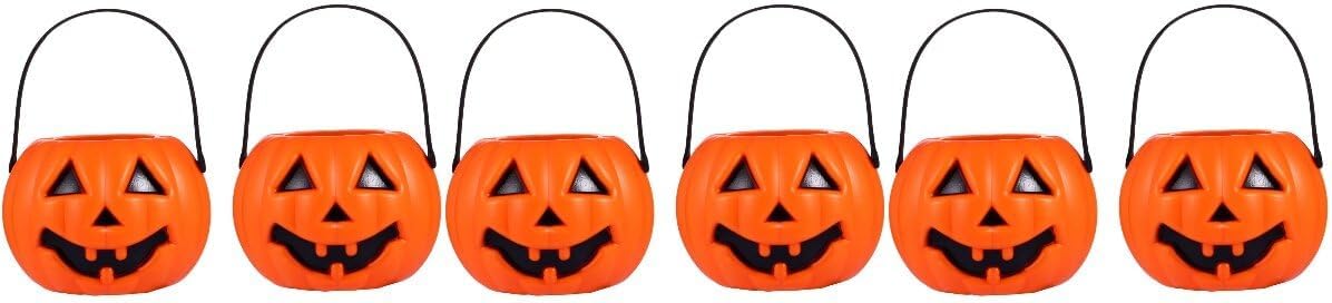 CALLARON Candy Tote – 6 cubos de calabaza de Halloween para caramelos de calabaza Jack O Lantern, cubo de calabaza, cubeta de caramelo de Halloween