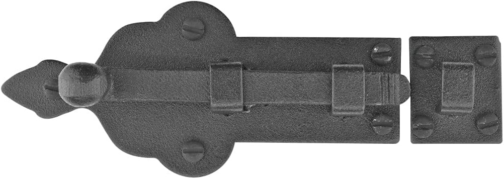Renovators Supply Manufacturing Pestillo deslizante 3 34 pulgadas. Perno deslizante estilo punta de bola de hierro forjado negro con accesorios de