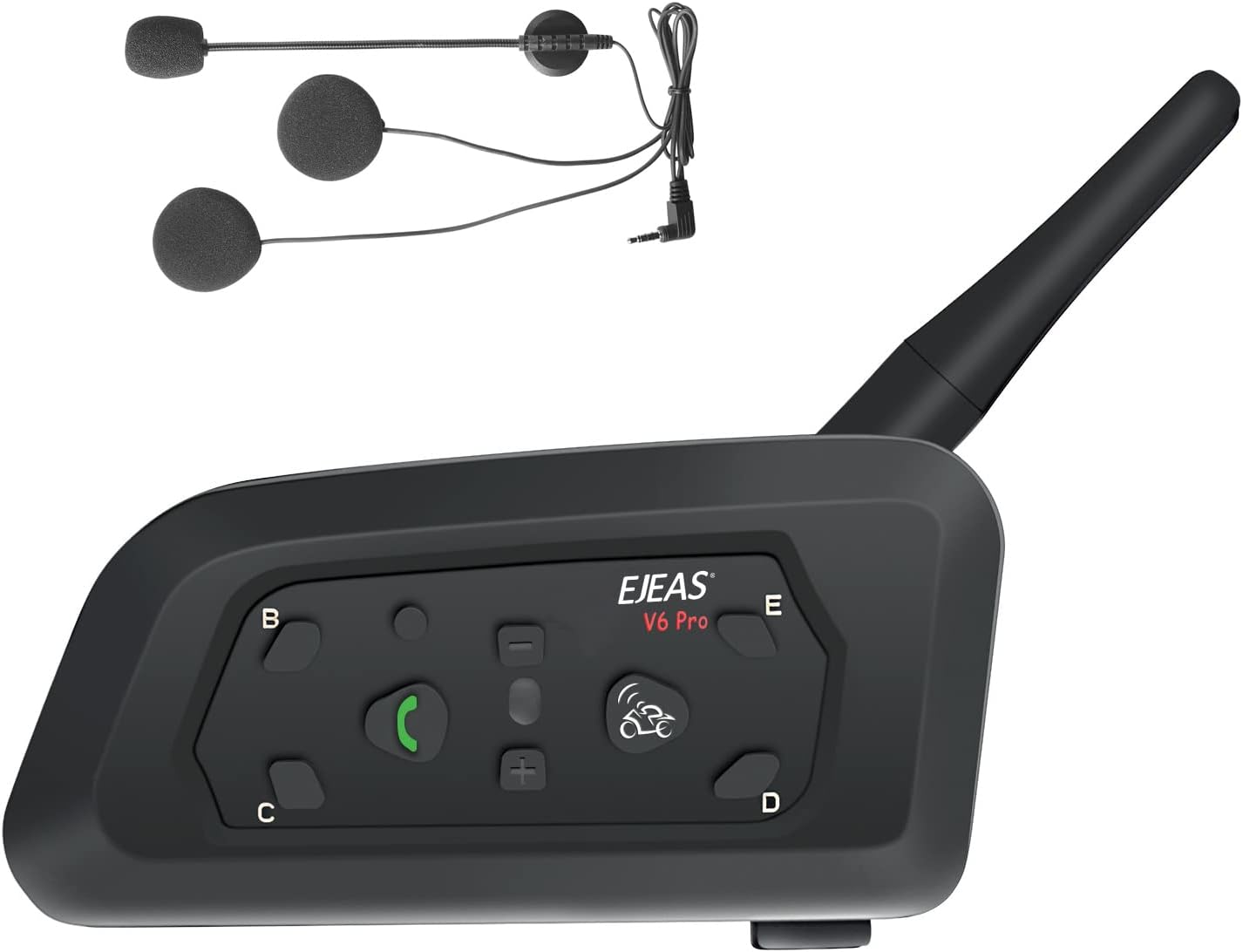 MIMIRACLE V6 Pro – Casco de motocicleta con Bluetooth, hasta 6 ciclistas de 2 vías 1200M IP65, impermeable, sistema de comunicación inalámbrico para