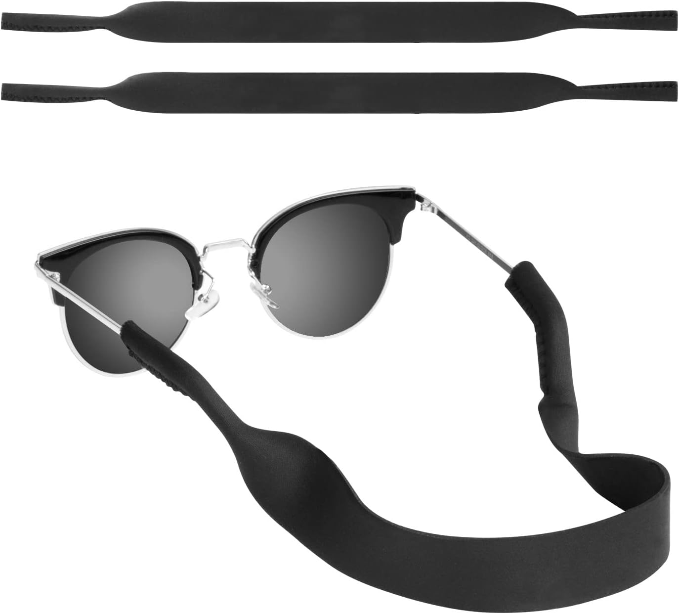 MoKo Retenedor de lentes de neopreno (paquete de 2) de ajuste universal, retenedor de lentes de sol deportivos sin cola, correa de gafas de sol de
