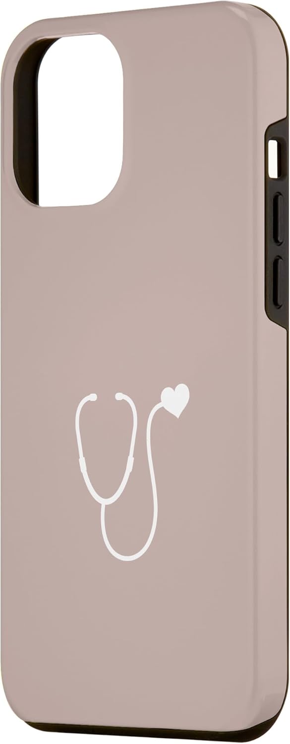 iPhone 14 Pro Max Pink Taupe – Estuche para estetoscopio de corazón para enfermera o médico