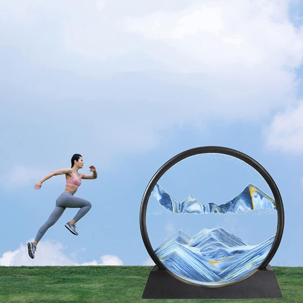 Decoración de imagen artística de arena móvil 3D, movimiento líquido de paisaje de arena de mar profundo, vidrio redondo, pintura de arena móvil,