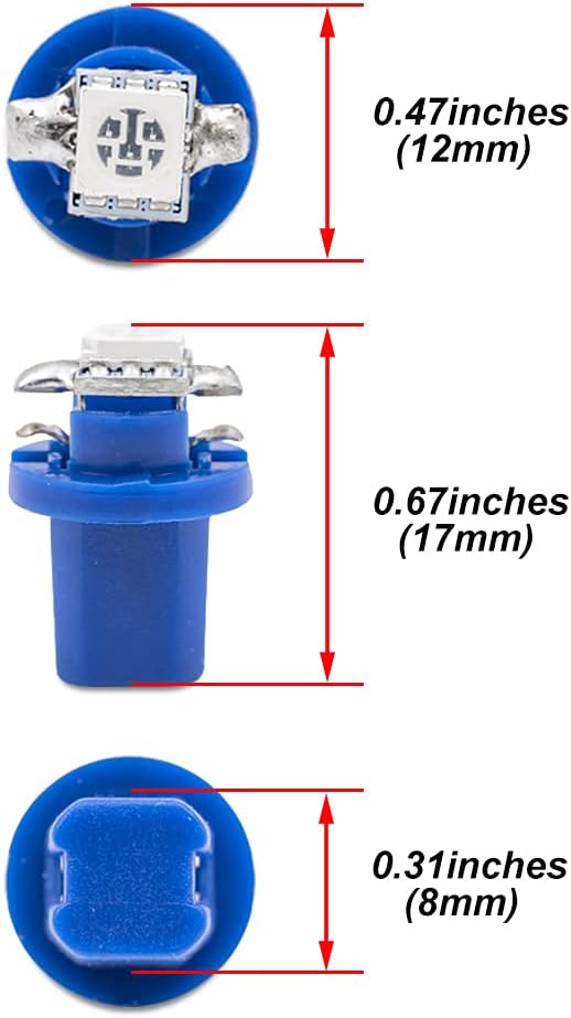 NSLUMO Bombillas para velocímetro, 10 unidades, color azul, T5, B8.5D, 5050, 1SMD, 1SMD, panel de instrumentos, 12 V