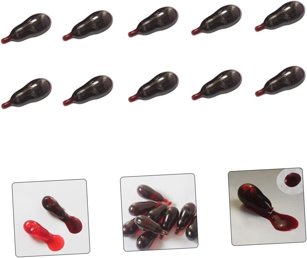 Toyvian 20 piezas de píldora de sangre para vómitos, juguetes de Halloween, accesorios de graduación, juguetes de maquillaje, cápsulas de sangre de