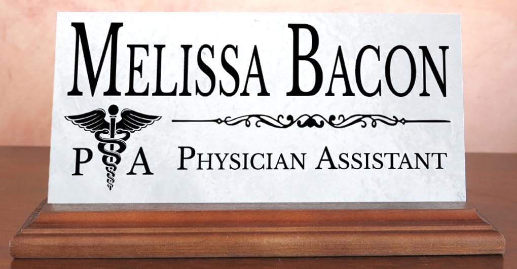 Placa de nombre de escritorio para asistente médico, placa de identificación personalizada para asistentes médicos, para escritorio o estante,