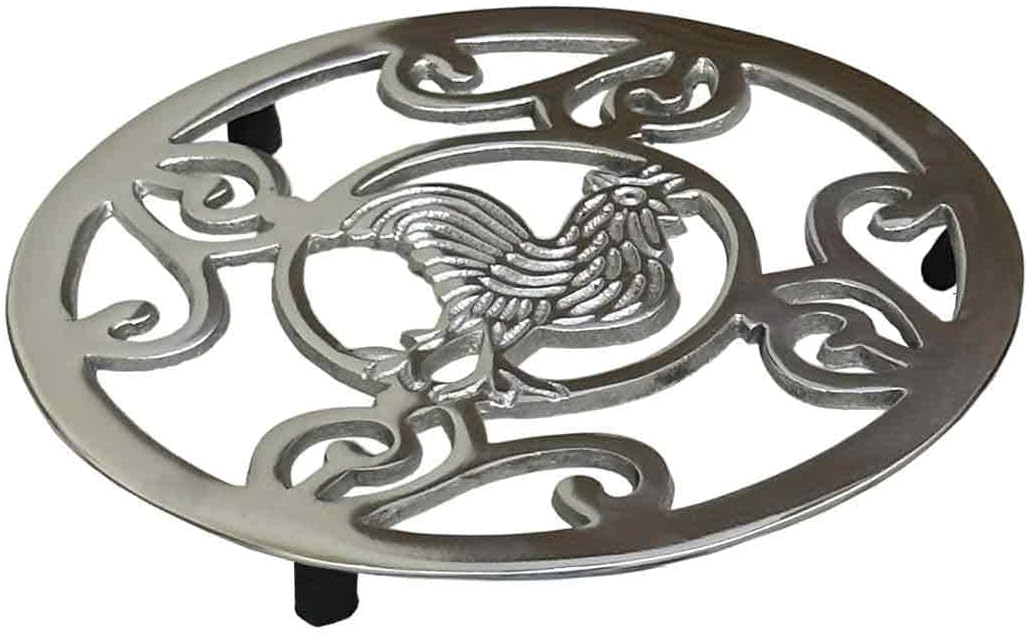 Salvamanteles de gallo de metal fundido para sartén de platos calientes, antideslizantes, resistentes al calor, salvamanteles rústicos para platos