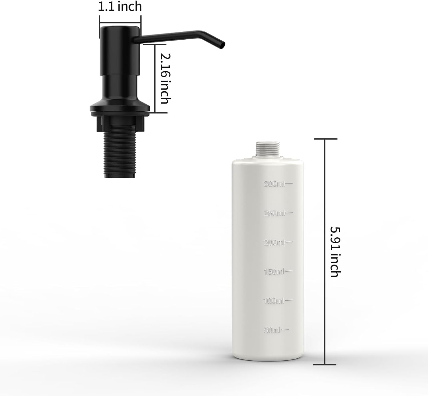 JZBRAIN Dispensador de jabón integrado para recambio de fregadero de cocina de The Top Bar Fregadero de encimera, dispensador de jabón para platos,