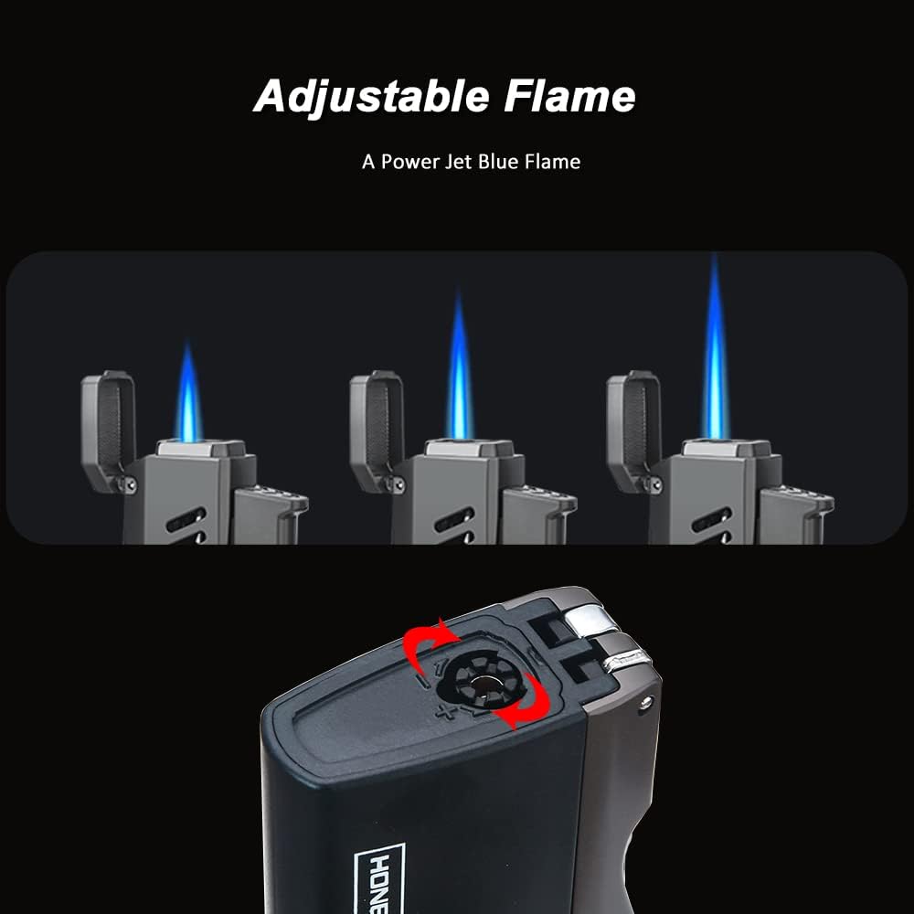 PROMISE Encendedor de cigarrillos Jet Torch Power Flame Encendedor de llama Jetflame, encendedor de puros ajustable de butano recargable para puerta