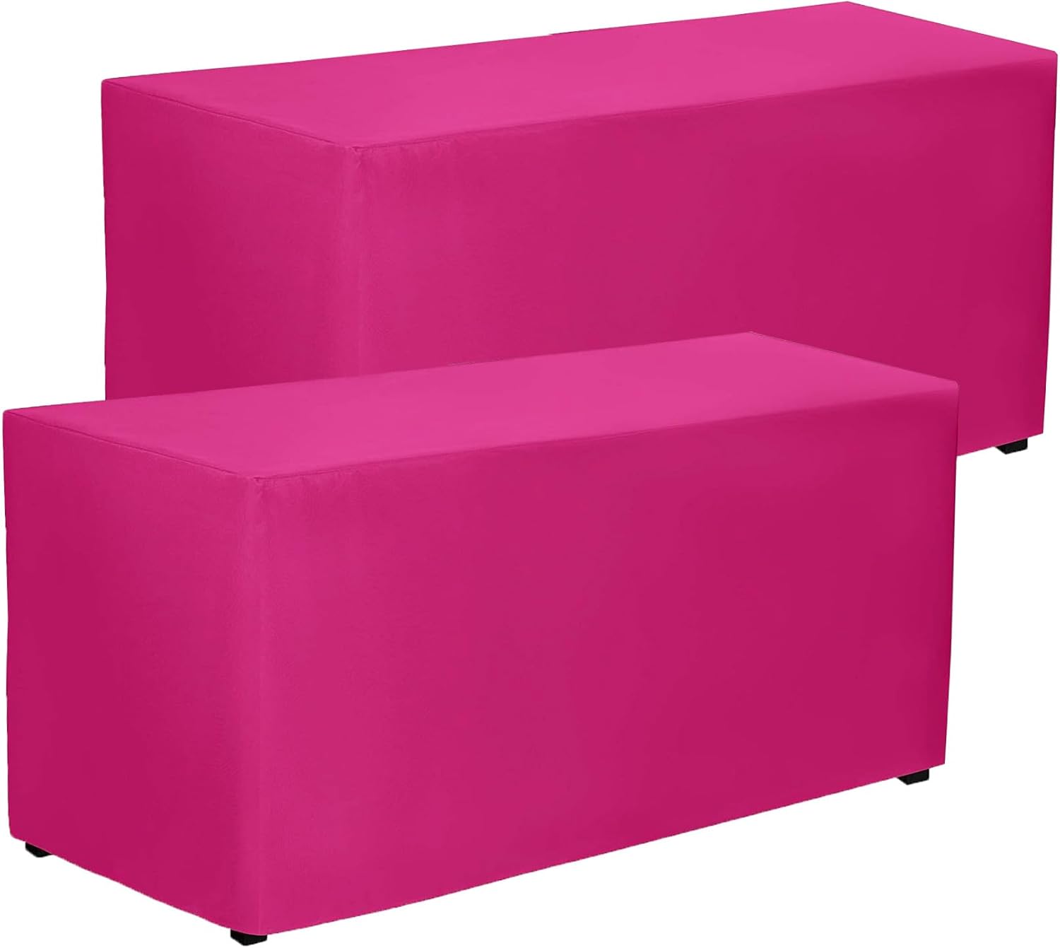 Paquete de 2 manteles rectangulares ajustables color fucsia de 48 x 24 pulgadas para mesa de 4 pies en poliéster lavable, mantel de 4 pies para mesa