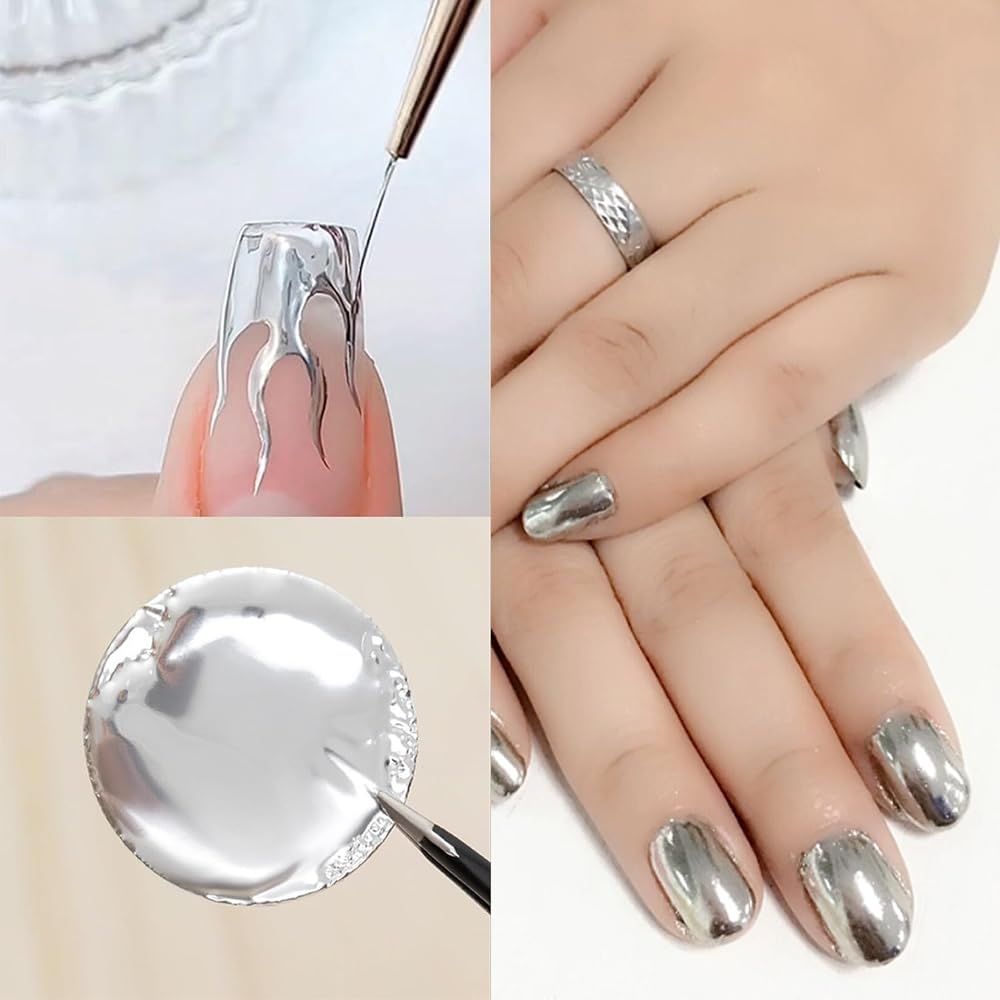 Gel de uñas de pintura metálica, esmalte de uñas de gel pintado plateado y dorado, esmalte de uñas de espejo 3D gel de pintura de metal para uñas,